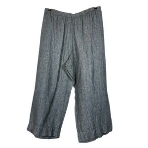 NWT J.Jill Love Linen Pants Womens Sz 4X Gray Elastic Waist Cropped Wide Leg